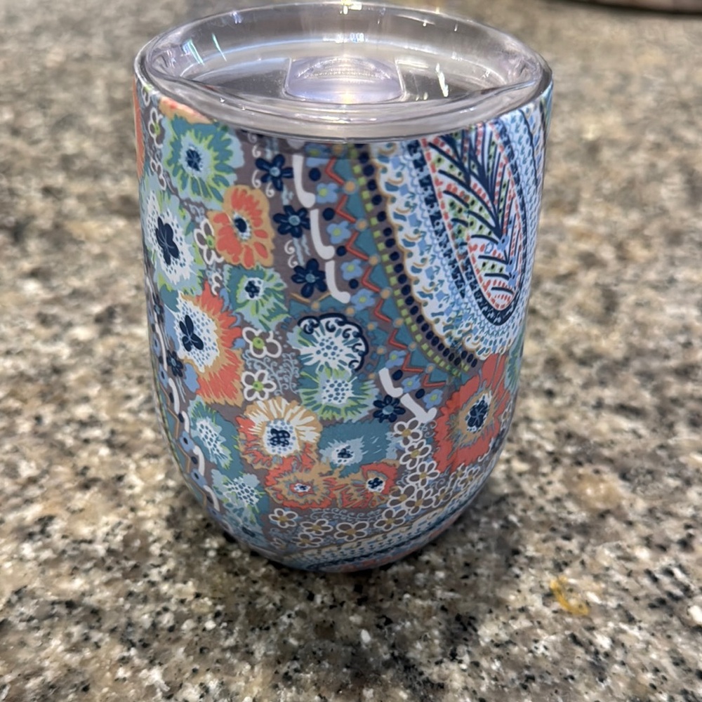 Vera Bradley Blue and Orange wine cup